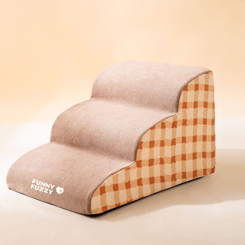 "Abnehmbare Hundetreppe für Haustiere, schlichtes Muster, weicher Schaumstoff, rutschfest, ideal für Sofa oder Bett."