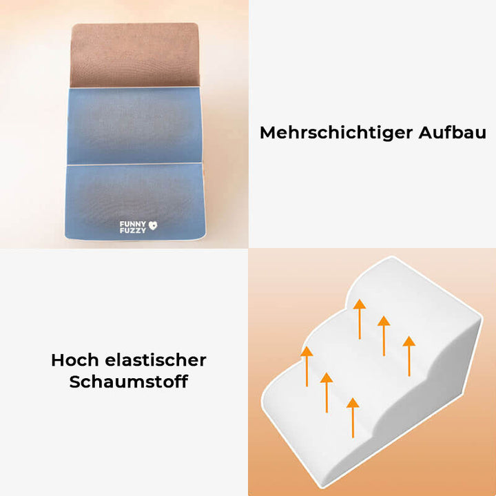 "Abnehmbare Hundetreppe für Haustiere, schlichtes Muster, weicher Schaumstoff, rutschfest, ideal für Sofa oder Bett."