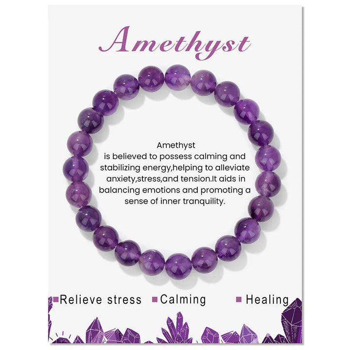 Amethyst-Armband aus violetten Edelsteinen, beruhigend, stresslindernd, heilend, Schmuck.
