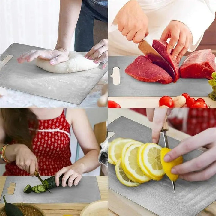 Antibakterielles Titan-Schneidebrett; robust, porenfrei, stilvoll; perfekt für hygienische Küchenumgebung.