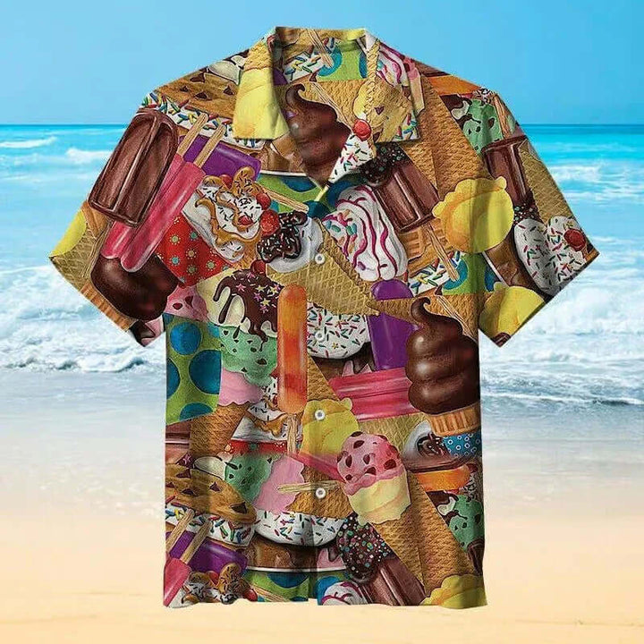 Sommerhemd Herren - Eiscreme-Print