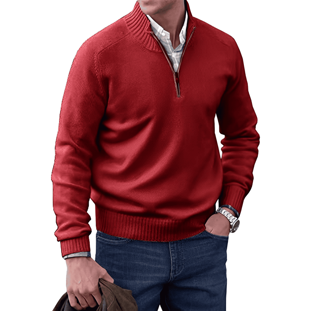 Luxus Herren Kaschmir Winterpullover mit Reißverschluss