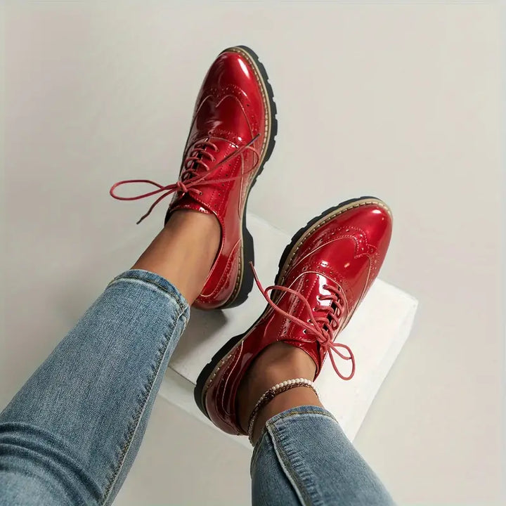 Damen Klobige Oxford Lackschuhe Stilvoll & Komfortabel