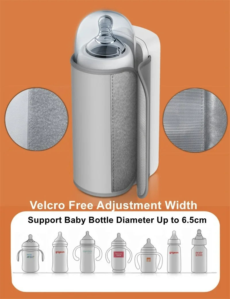 Babyflaschenhalter, verstellbar, grau, für Flaschen bis 6,5 cm Durchmesser, Klettfrei.