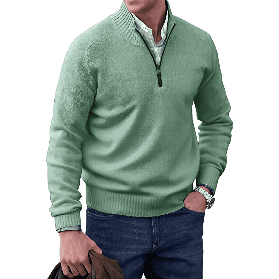 Luxus Herren Kaschmir Winterpullover mit Reißverschluss