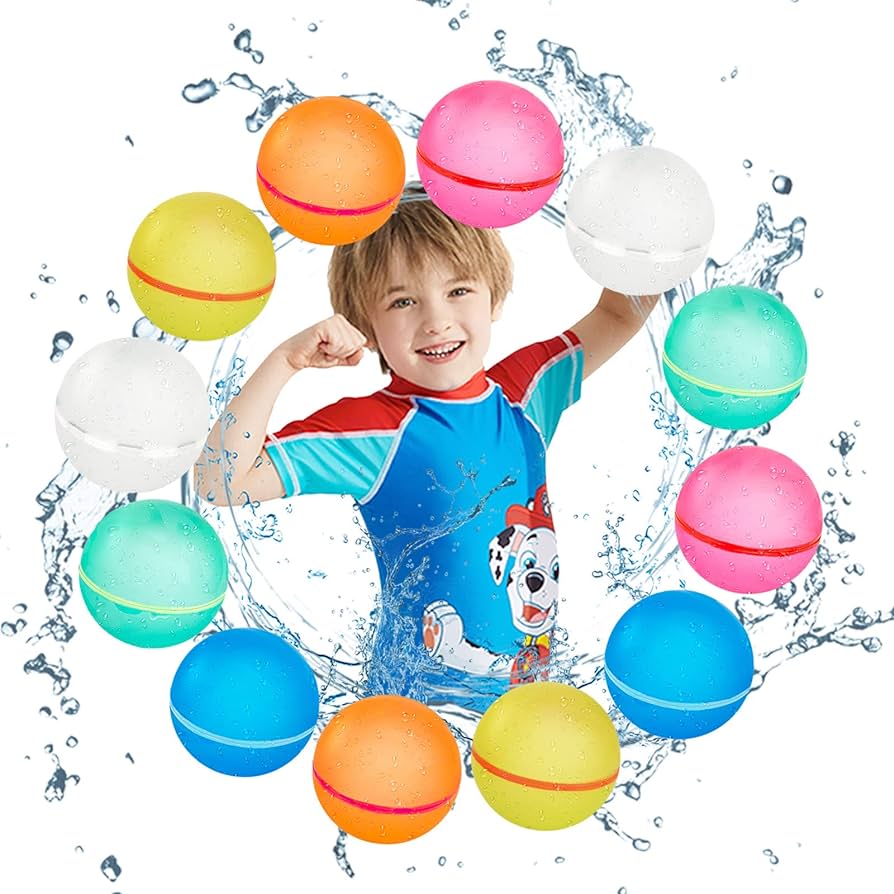 Bunte, wiederverwendbare Wasserbomben, langlebig und umweltfreundlich, ideal für Sommerspaß im Garten und am Strand.
