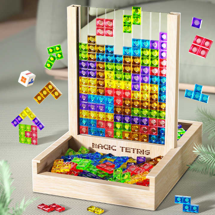 "Buntes Tetris-Spiel aus Holz, nachhaltiges Design, fördert Konzentration; ideal für Kinder und Erwachsene, edukatives Puzzle