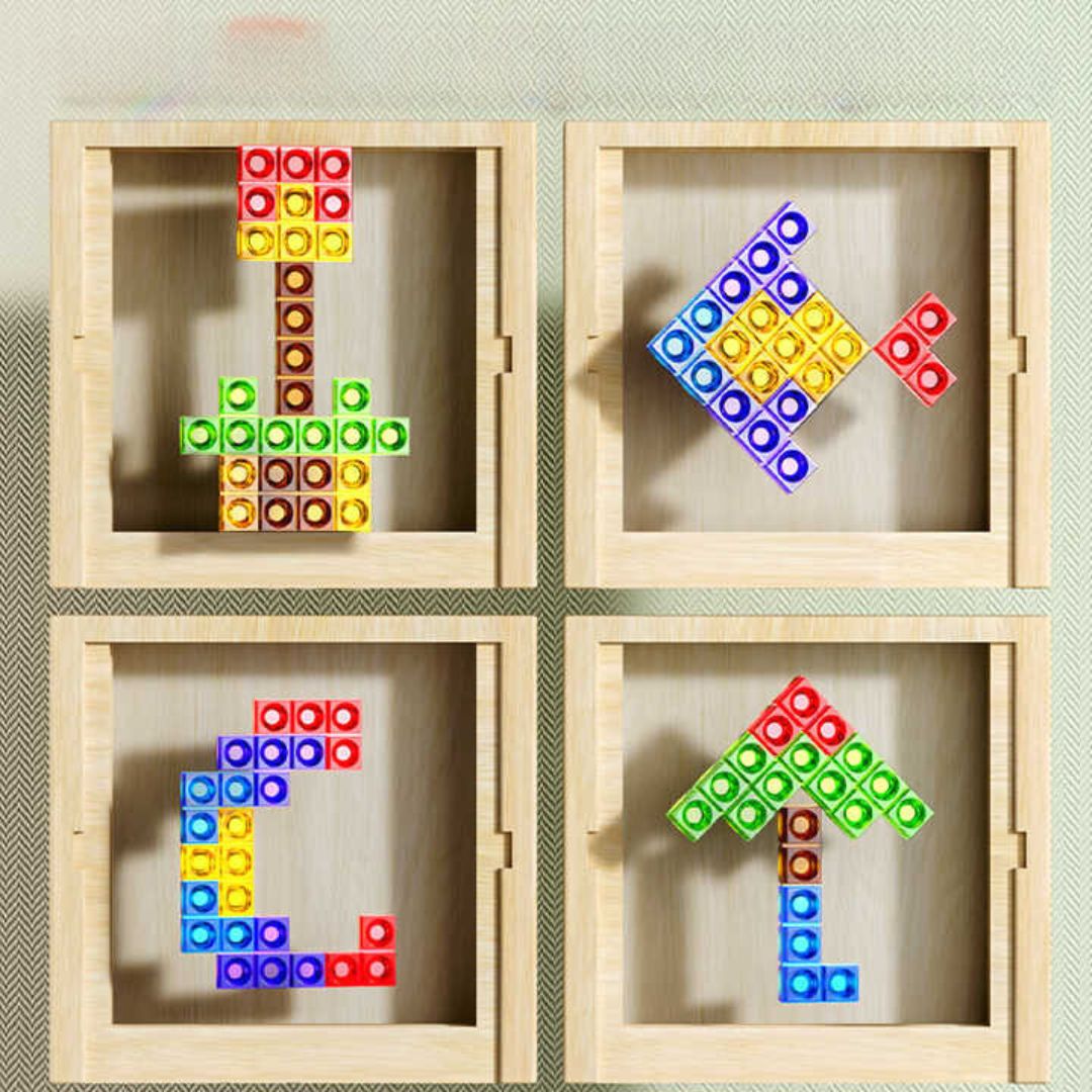 "Buntes Tetris-Spiel aus Holz, nachhaltiges Design, fördert Konzentration; ideal für Kinder und Erwachsene, edukatives Puzzle