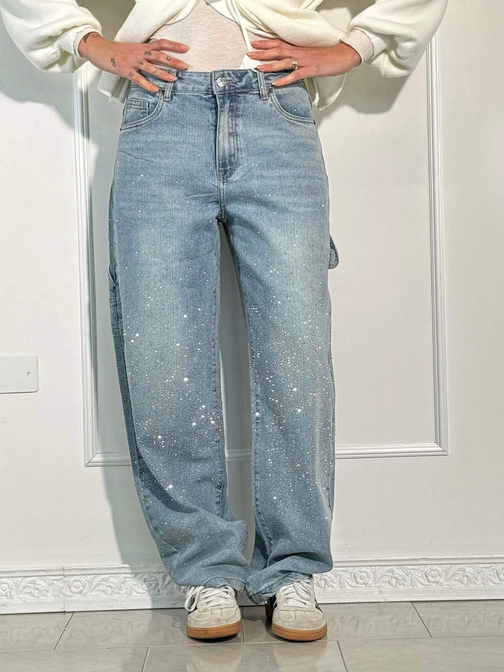 Glänzende Ballon-Jeans für Damen