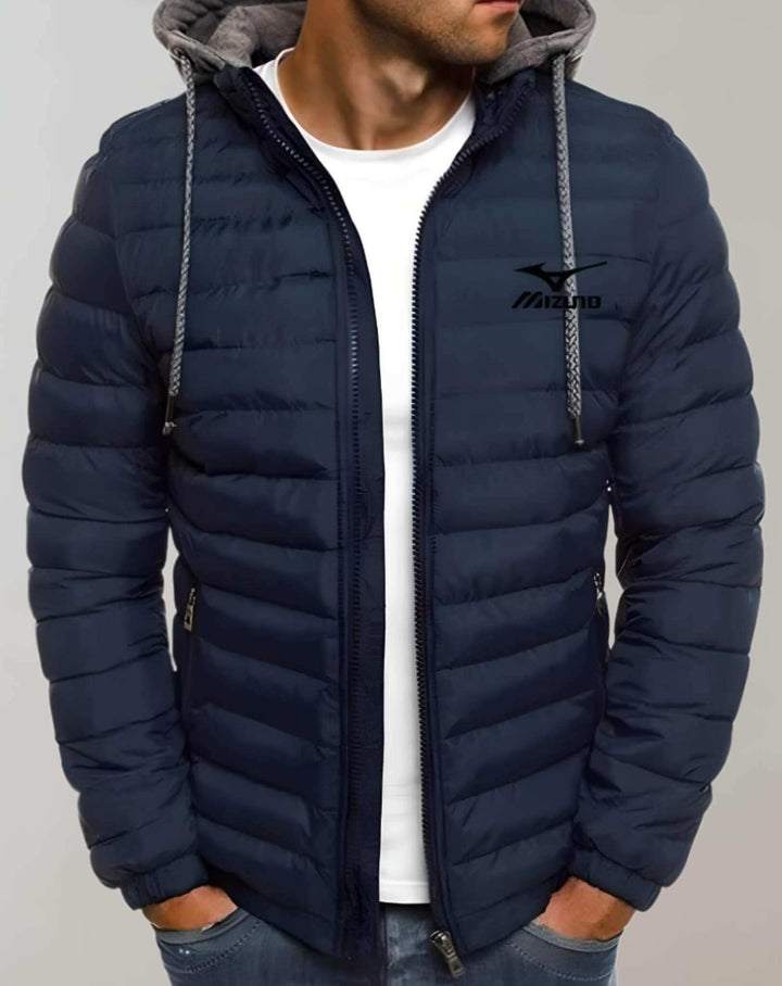 Herren Winterjacke: Gepolsterte Daunenjacke mit Kapuze