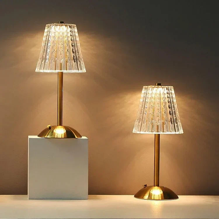 Goldene Kristall-Tischlampe mit Berührungssteuerung