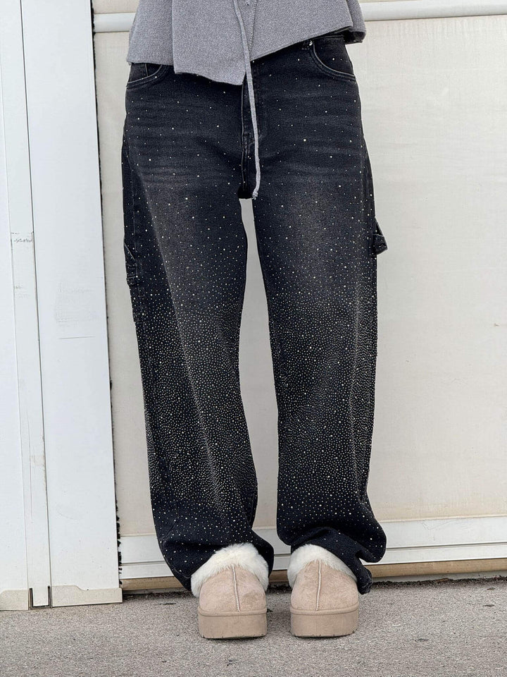 Glänzende Ballon-Jeans für Damen