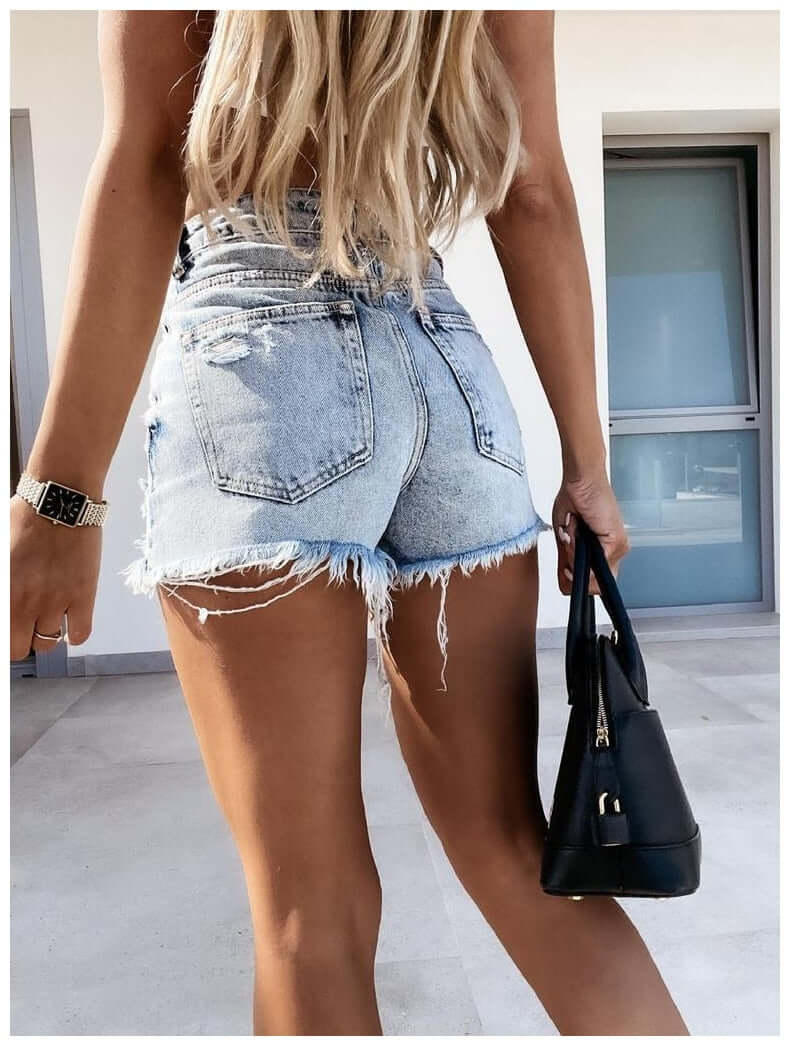 Sommer-Jeans-Shorts: Damen Kurzhose