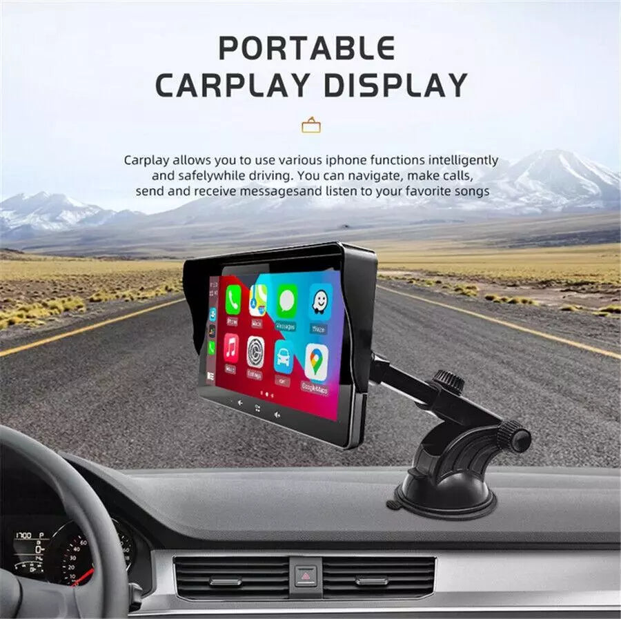 "CarPlay Display im Auto integriert, zeigt Smartphone-Apps drahtlos, verbessert Sicherheit mit Rückfahrkamera-Integration."
