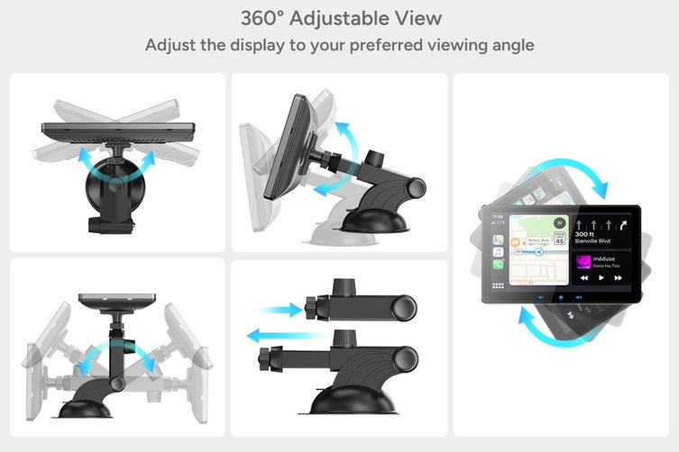 "CarPlay Display im Auto integriert, zeigt Smartphone-Apps drahtlos, verbessert Sicherheit mit Rückfahrkamera-Integration."