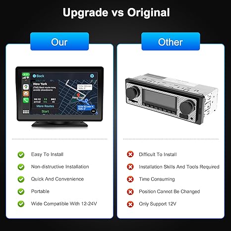 "CarPlay Display im Auto integriert, zeigt Smartphone-Apps drahtlos, verbessert Sicherheit mit Rückfahrkamera-Integration."