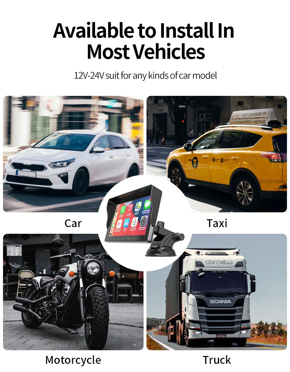 "CarPlay Display im Auto integriert, zeigt Smartphone-Apps drahtlos, verbessert Sicherheit mit Rückfahrkamera-Integration."