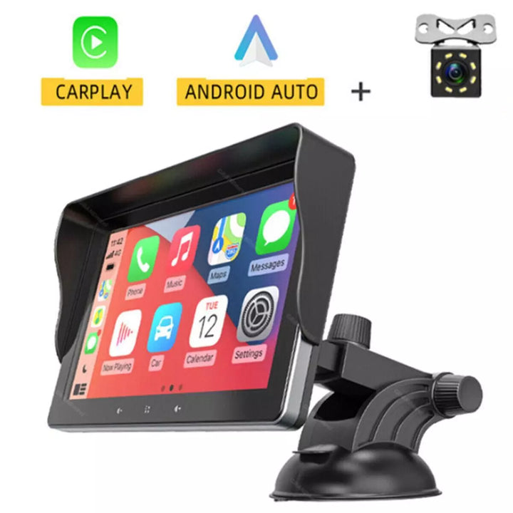 "CarPlay Display im Auto integriert, zeigt Smartphone-Apps drahtlos, verbessert Sicherheit mit Rückfahrkamera-Integration."