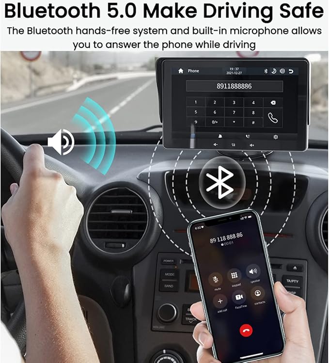 "CarPlay Display im Auto integriert, zeigt Smartphone-Apps drahtlos, verbessert Sicherheit mit Rückfahrkamera-Integration."
