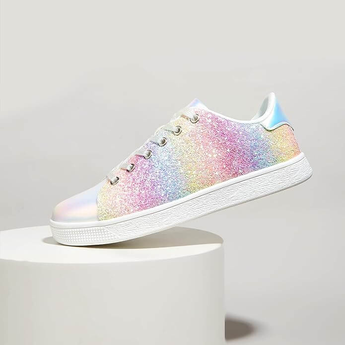 Damen Glitzer Sneaker mit Schnürung