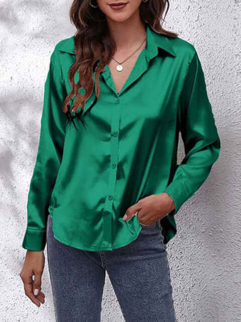 Damen Seidenhemd Langarm Elegant