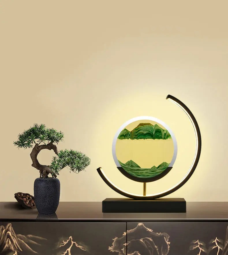Lampe mit Sandlandschaft für Entspannung und Atmosphäre