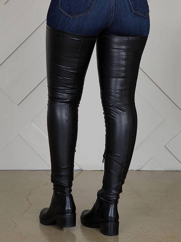 Damen Leder Overknee-Stiefel für den Winter