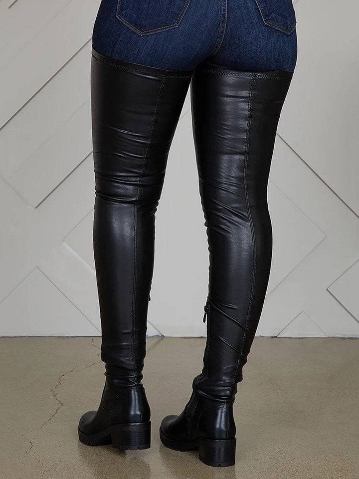 Damen Leder Overknee-Stiefel für den Winter