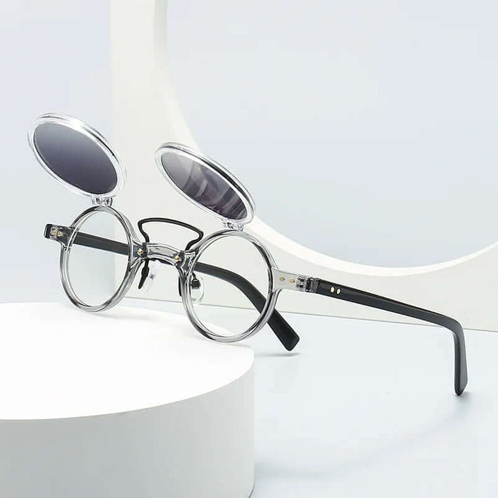 Trendige Flip-Up Sonnenbrille - Rundes Design