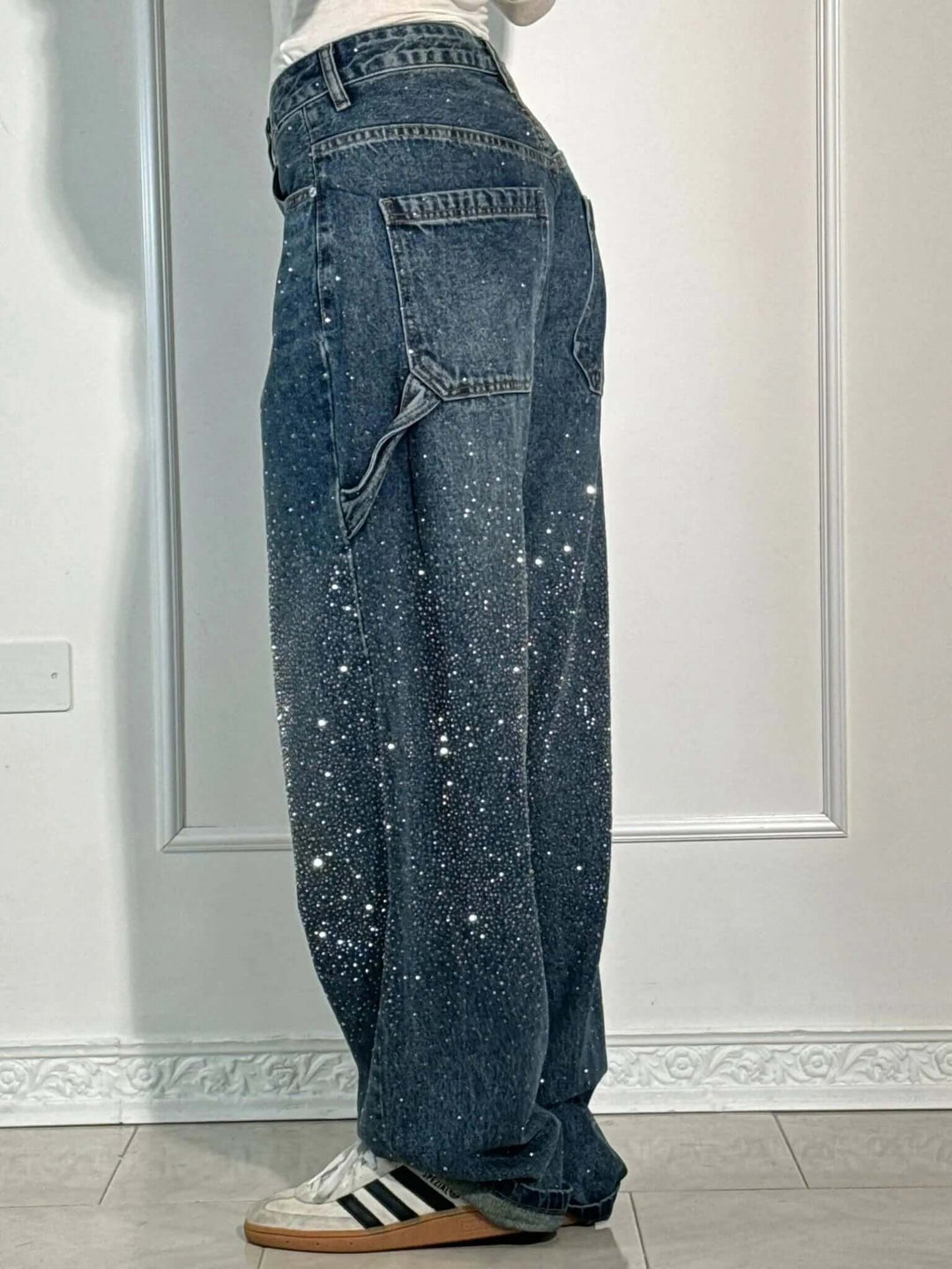 Glänzende Ballon-Jeans für Damen