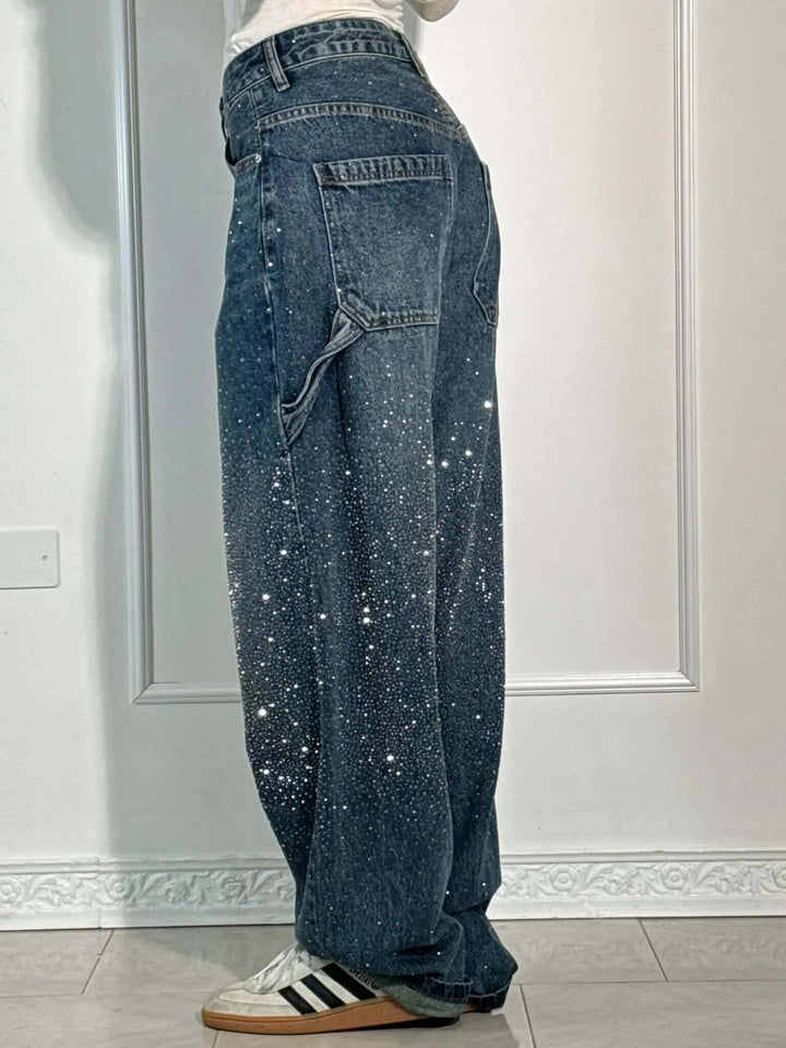Glänzende Ballon-Jeans für Damen