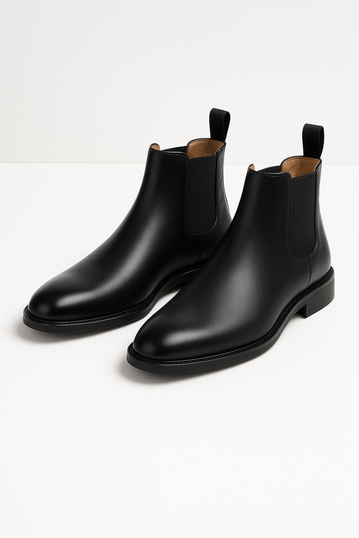 Chelsea Lederstiefel aus hochwertigem Leder, klassisches Design mit elastischen Einsätzen, rutschfeste Sohle, vielseitig.