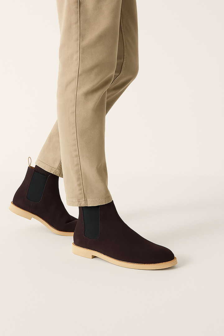 Chelsea Lederstiefel aus hochwertigem Leder, klassisches Design mit elastischen Einsätzen, rutschfeste Sohle, vielseitig.