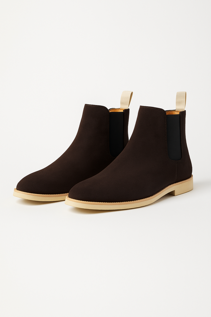 Chelsea Lederstiefel aus hochwertigem Leder, klassisches Design mit elastischen Einsätzen, rutschfeste Sohle, vielseitig.
