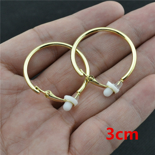 Goldene Clip-Ohrringe, 3cm, ohne Piercing, klassisch, trendig, rosévergoldet, silberbeschichtet.