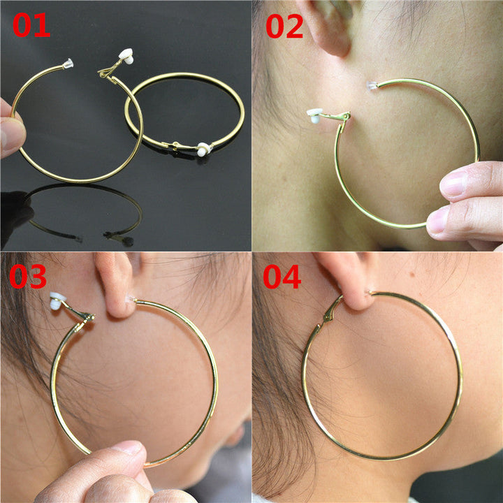 Ohrringe ohne Stecker, große Kreolen, roségold, silber, klassisch, modisch, Clip-Design.