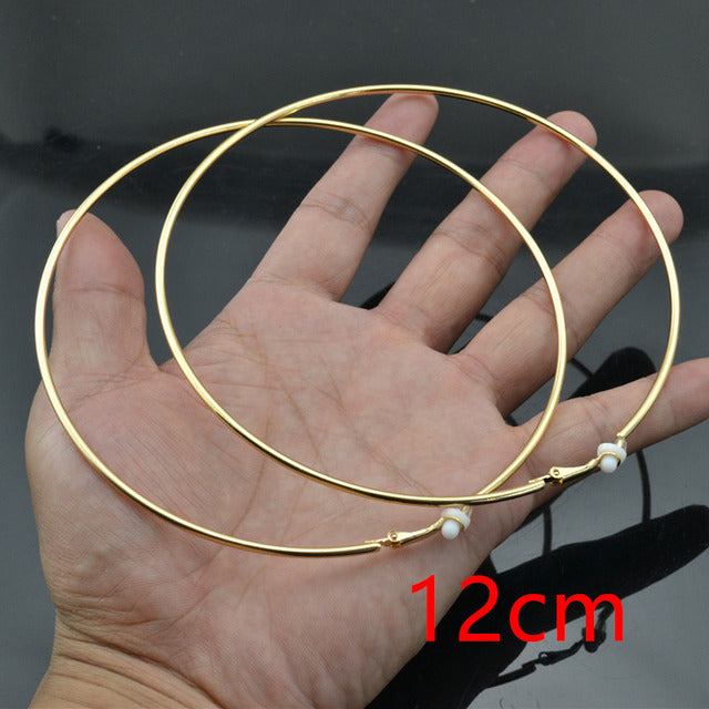 Goldene Clip-Ohrringe, 12 cm, ohne Stecker, klassisch, rosévergoldet, silberbeschichtet.