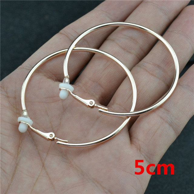 Ohrringe ohne Stecker, roségold, 5 cm, klassisch, silberbeschichtet, modischer Schmuck.