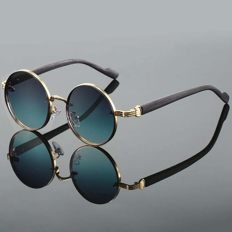 Klassische runde Sonnenbrille mit goldenen Details