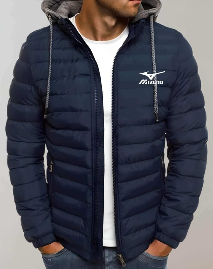 Herren Winterjacke: Gepolsterte Daunenjacke mit Kapuze