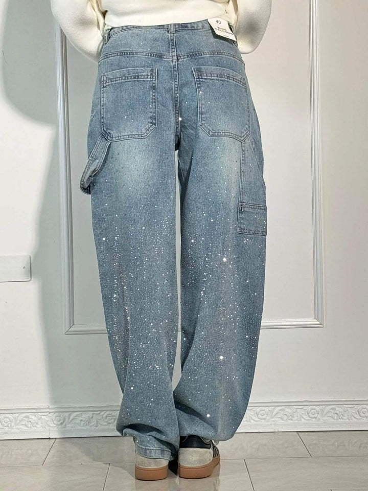 Glänzende Ballon-Jeans für Damen