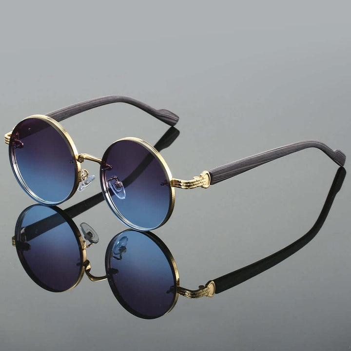 Klassische runde Sonnenbrille mit goldenen Details