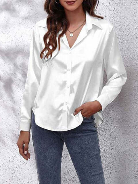 Damen Seidenhemd Langarm Elegant