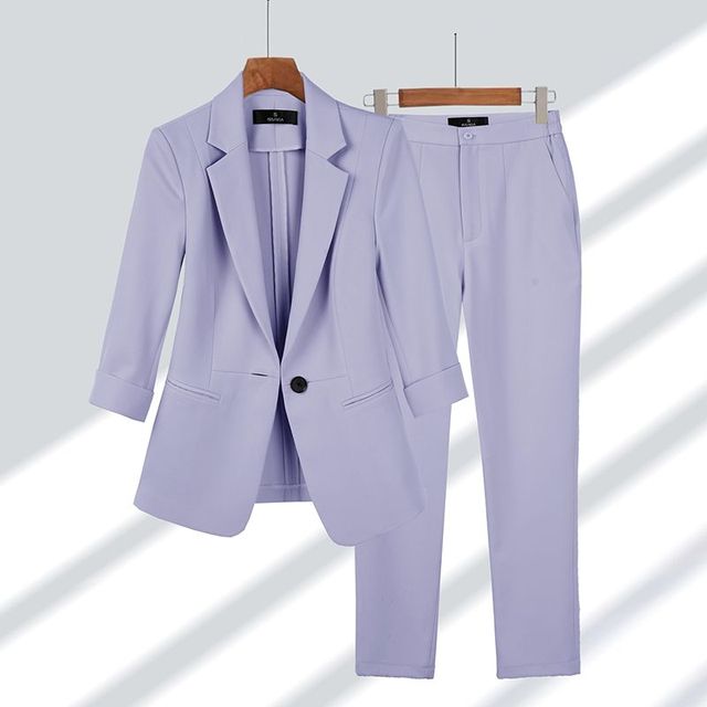 "Damen Blazer- und Hosen-Set in Schwarz, elegante Passform, vielseitig für Büro und Abend, Größen XS bis 4XL verfügbar."