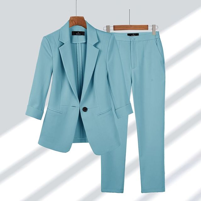 "Damen Blazer- und Hosen-Set in Schwarz, elegante Passform, vielseitig für Büro und Abend, Größen XS bis 4XL verfügbar."