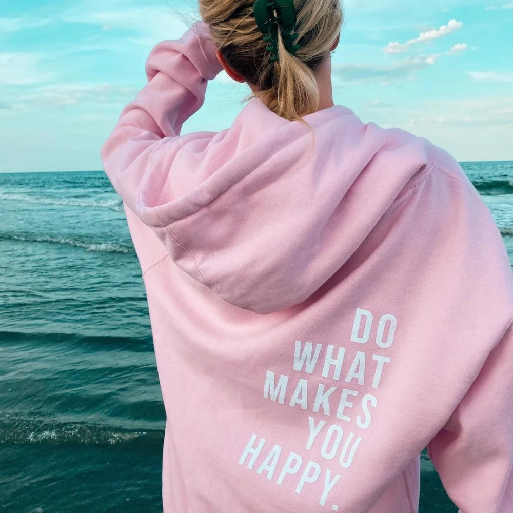 "Damen Freiheitshoodie in Blau mit Kapuze, weichem Futter und zeitlosem Design für Komfort und Stil im Alltag."