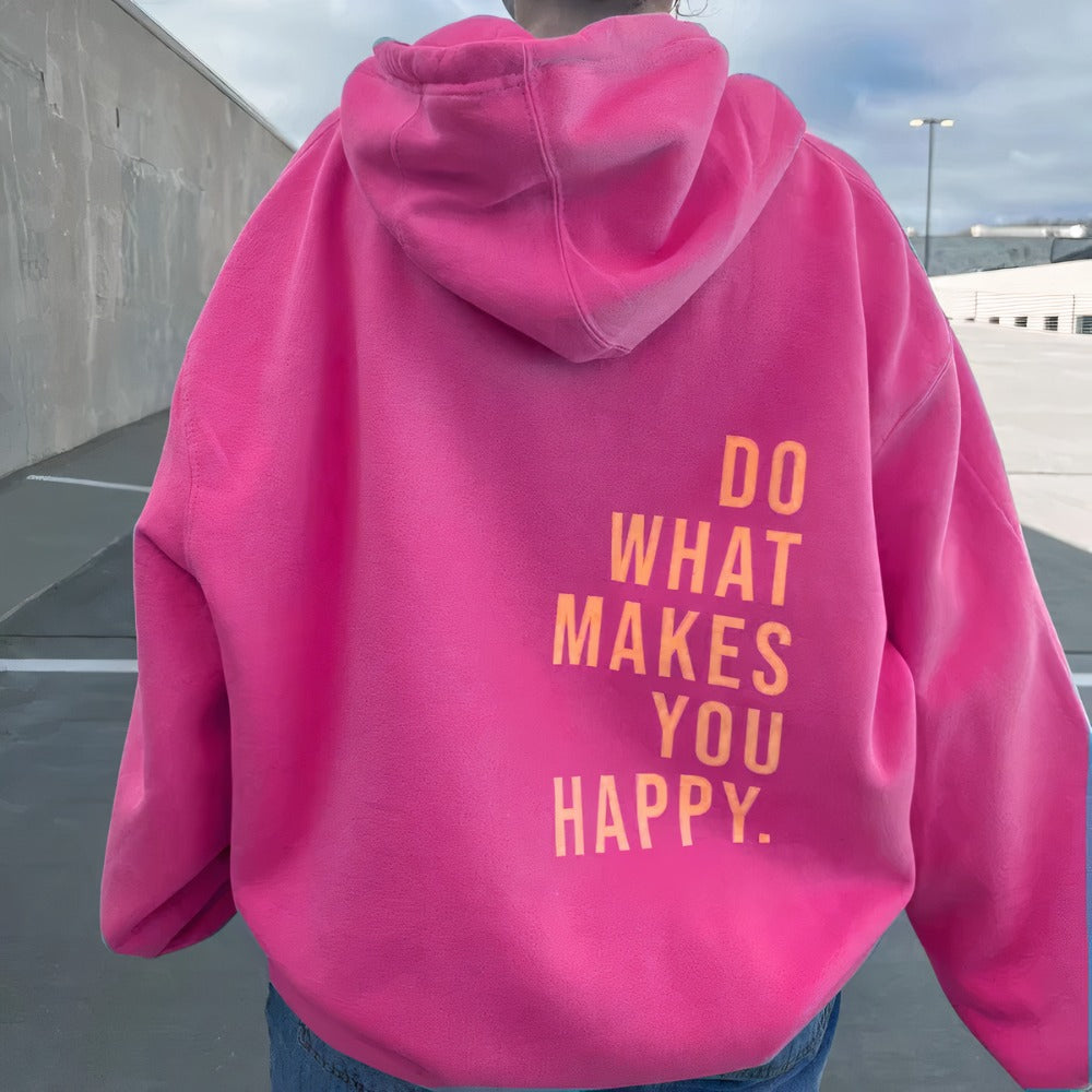 "Damen Freiheitshoodie in Blau mit Kapuze, weichem Futter und zeitlosem Design für Komfort und Stil im Alltag."