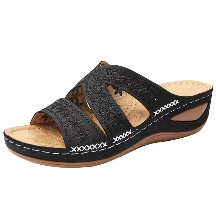 Damen-Ledersandalen mit ergonomischer Fußstütze, elastischem Design, ultraweicher Sohle und rutschfestem Halt.