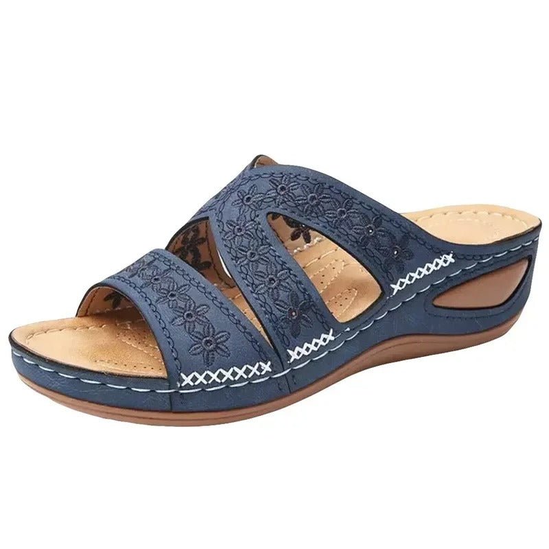 Damen-Ledersandalen mit ergonomischer Fußstütze, elastischem Design, ultraweicher Sohle und rutschfestem Halt.