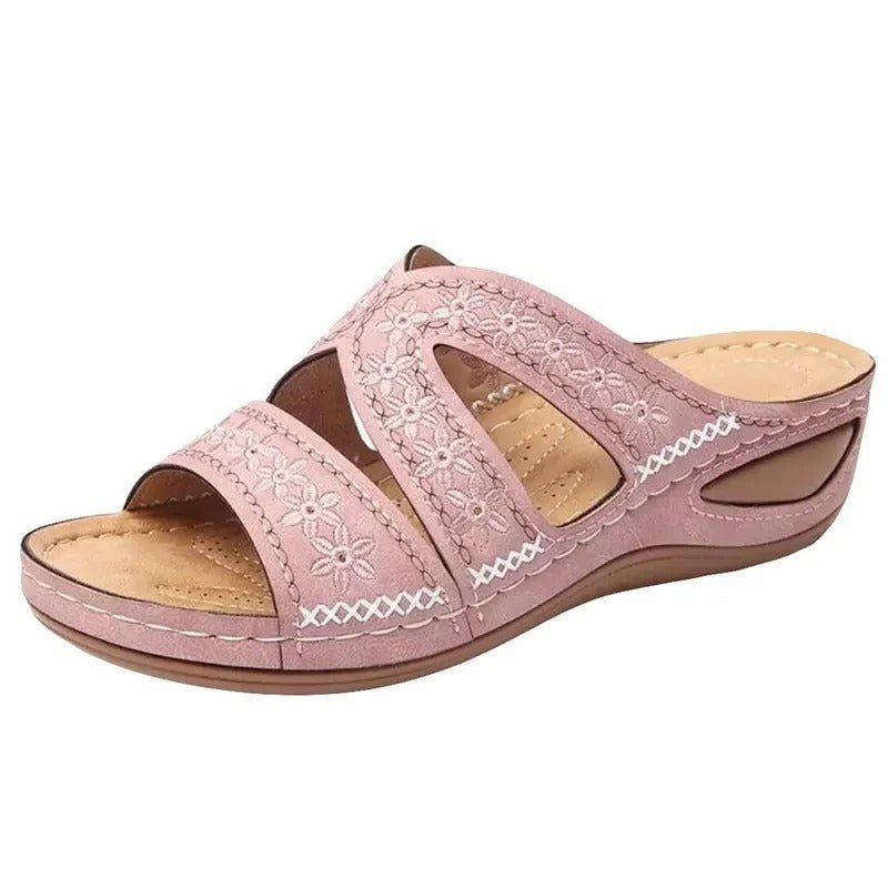Damen-Ledersandalen mit ergonomischer Fußstütze, elastischem Design, ultraweicher Sohle und rutschfestem Halt.